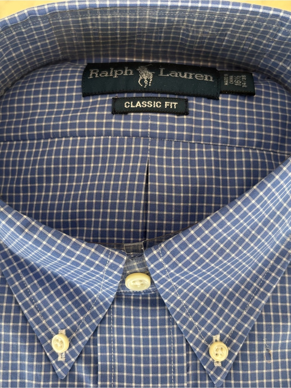 Ralph Lauren Blue Gingham Men's Dress Shirt. - Picture 3 of 3